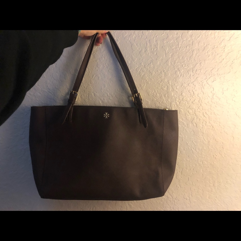 LARGE TORY BURCH DARK BROWN TOTE